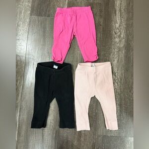 3-Pack Baby/Toddler Ribbed Leggings - Pink, Hot Pink, Black size 3-6 months